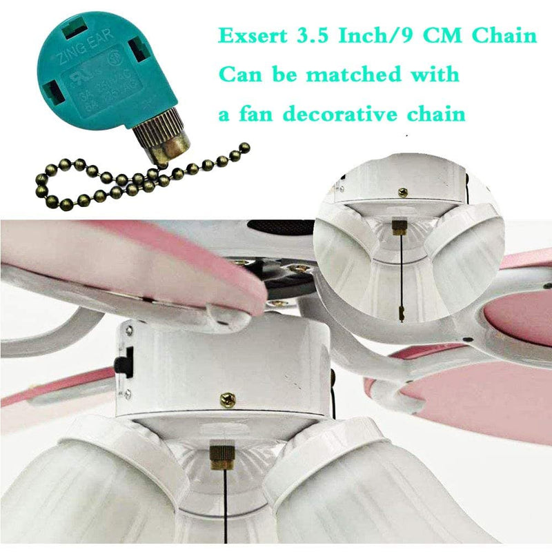 Ceiling Fan Switch Zing Ear ZE-268S6, 3 Speed 4 Wire Speed Control Pull Chain Cord Appliances Switch Replacement Parts Compatible with Hunter Ceiling Fans Wall Lamps (Bronze) Bronze