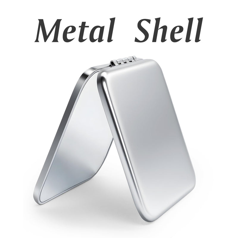 Compact Mirror, Pocket Travel Makeup Mirror for Purse, Metal Square Shell, 2-Sided 1X/2X Magnifying, Portable, Folding, Handheld, Sliver,12 Pack 12