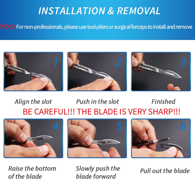15 Pack Surgical Blades #10 with Stainless Steel Scalpel Handle, High Carbon Steel Dermablade Blades Individually Wrapped Sterile for Dermaplaining, Podiatry, Crafts & More - NewNest Australia