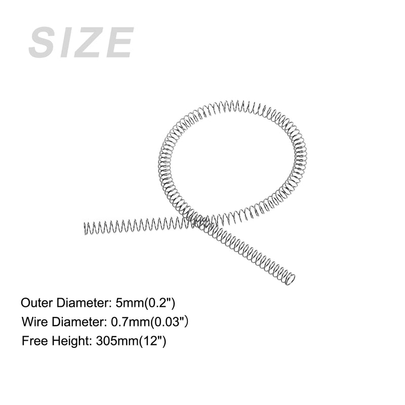 METALLIXITY Compression Springs (0.7x5mm OD,305mm Free Length) 304 Stainless Steel Extension Spring - for Shop Home Repairs, DIY Projects, Silver Tone 0.7x5mmx305mm