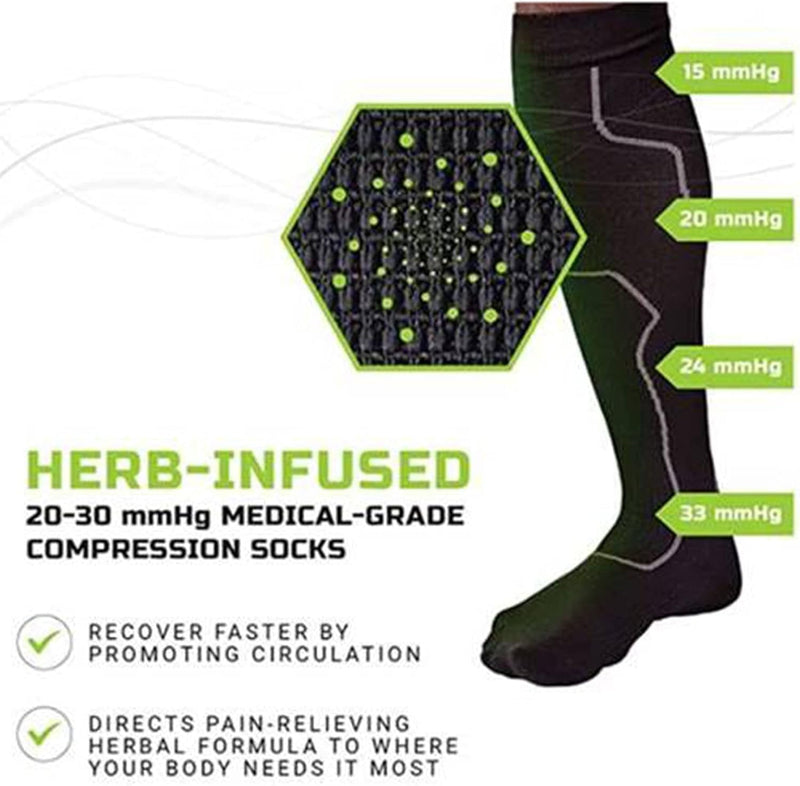 Professional Compression Socks for Men & Women - Patented Medical Grade Natural Relief Herb-Infused Support, Large / X-Large, 2pair Large / X-Large (2 Pack)