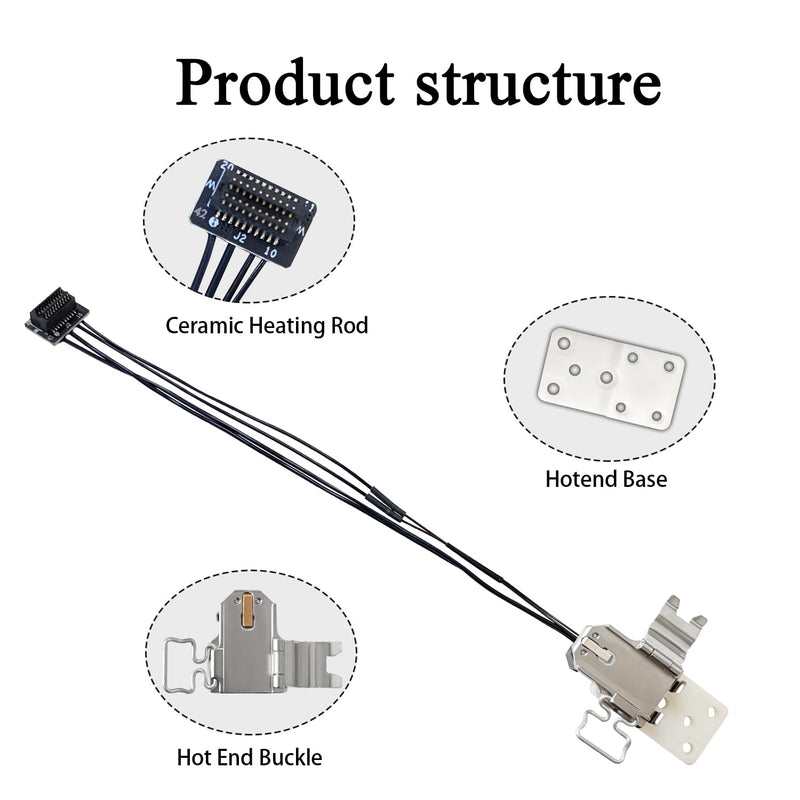 P2S Hotend Heating Assembly Kit All Metal Base Clip for Bambu Lab 3D Printer | Hot End Heat Assembly with Thermistor & Heater Cartridge, Ceramic Zirconia Insulated Base, 2200°C Heat-Resistant, Quick-Swap