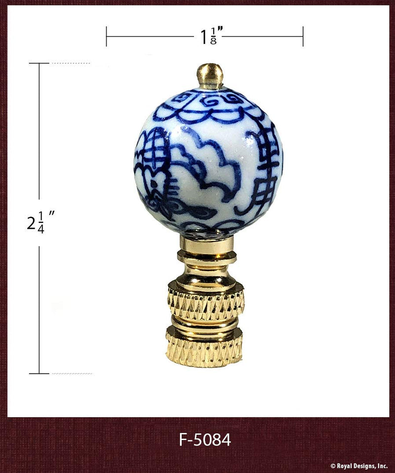 Royal Designs, Inc. Decorative Chinoiserie Blue and White Lamp Finials (Asian Motif - 2 Pk) Asian Motif - 2 Pk