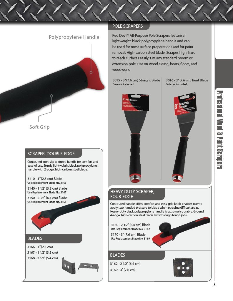 Red Devil 3140 Scraper with Contour Handle, 1.5", Multi 1.5" Double Edge