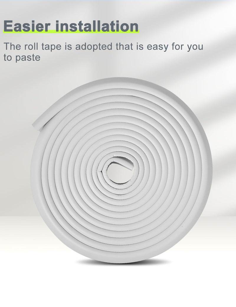 Foam Corner Protector Edge and Corner Guard, with 19 feet Length Foam Safety Bumpers, Baby Proofing Safety Table Corner Protectors - White