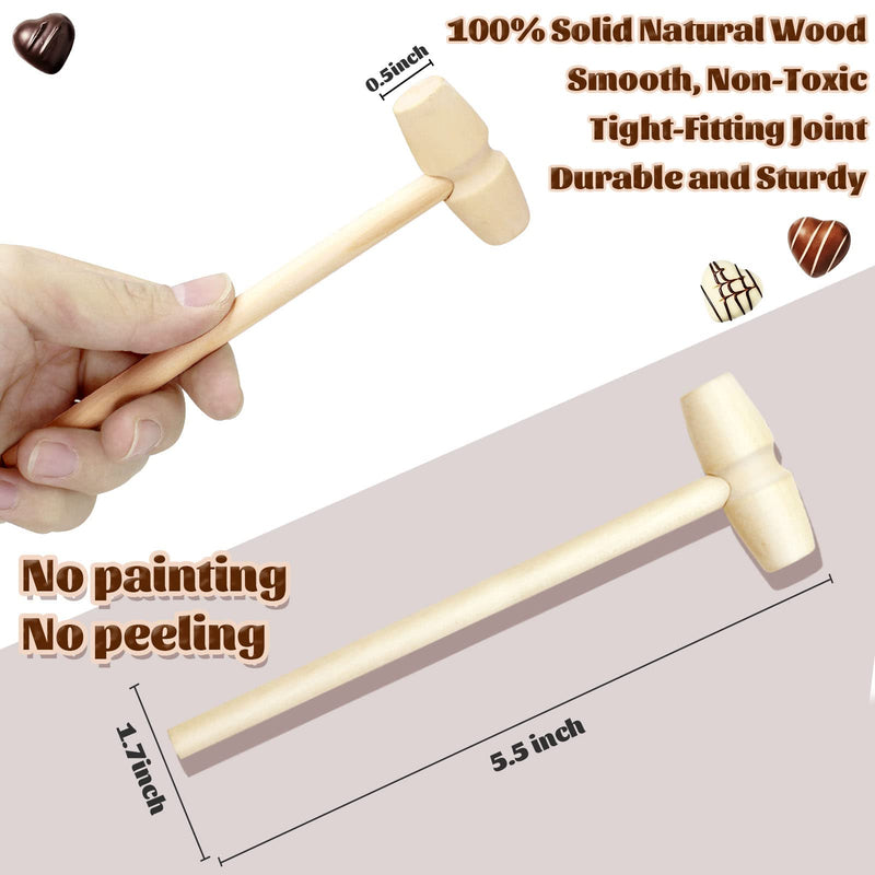 20 PCS Mini Wood Hammers Wooden Hammer for Breakable Heart Chocolate Heart, Wood Lobster Crab Mallet