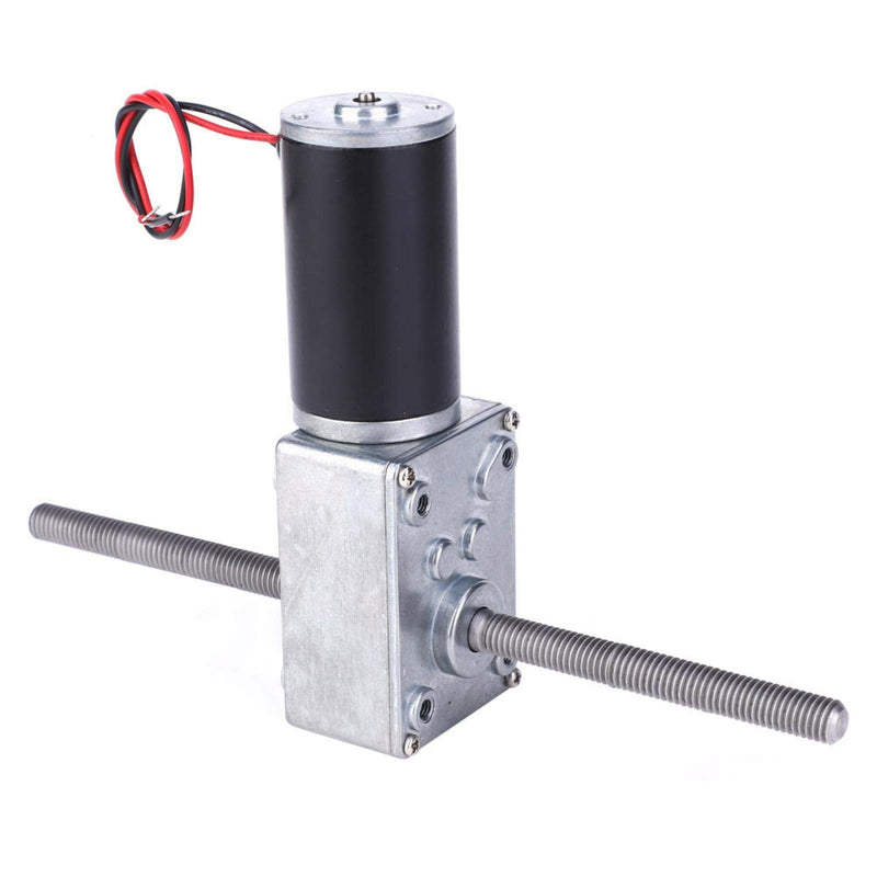 Oumefar Double Shaft Worm Gear Motor, 12V Motor with Metal Gearbox Turbo Worm Speed Reduction Gear Motor M8 Thread Small DC Motor(Reduction Ratio 50)
