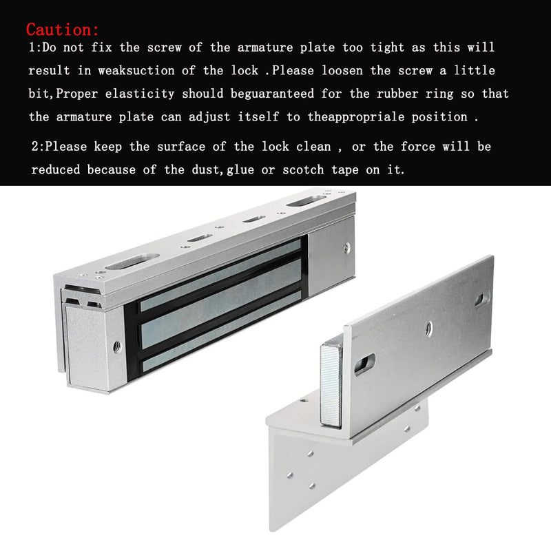 Electric Magnetic Lock 280KG 600LBS Holding Force Electromagnet Lock 12V Fail Safe NC Mode Single Door for Access Control System 280KG/600LBS