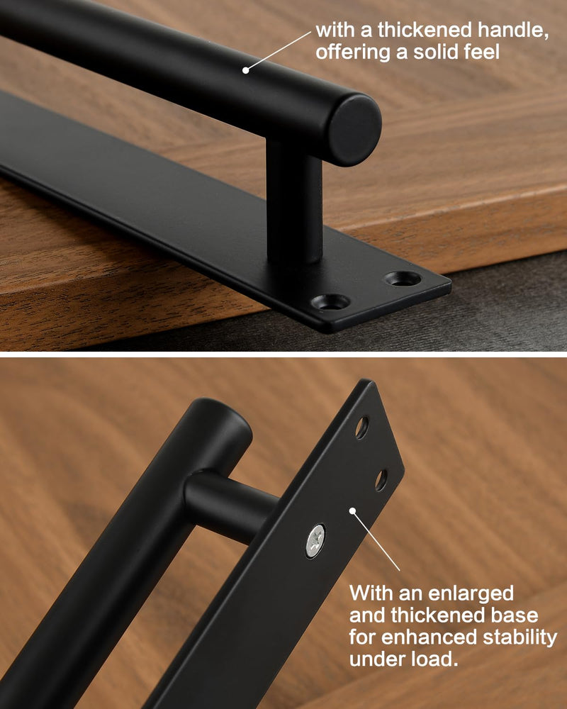 Barn Door Handles Matte Black 9 Inch Gate Handles Outdoor Fence Hardware Replacement Modern Sliding Door Handle Pull with Backplate for Shed, Garage, Closet (2 Pack, Matte Black, 9 inch) 2
