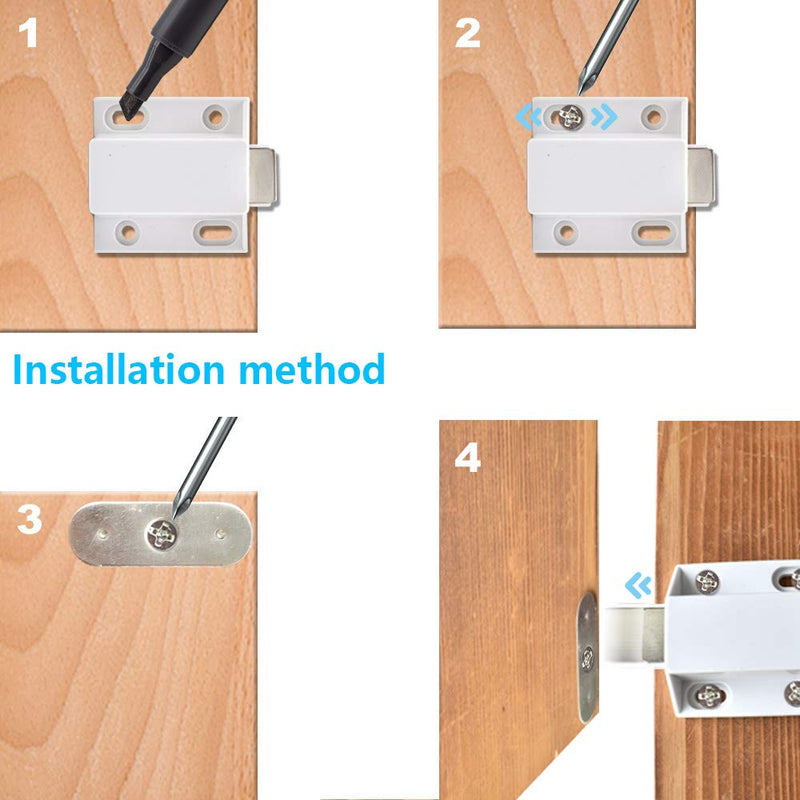 10 Pack Magnetic Push Latch Catch Push to Open Latch Pressure Touch Release Cabinet Catch for Doors Drawers Release Latch Kitchen Drawer Push Catch Pop Out Latch (White) White