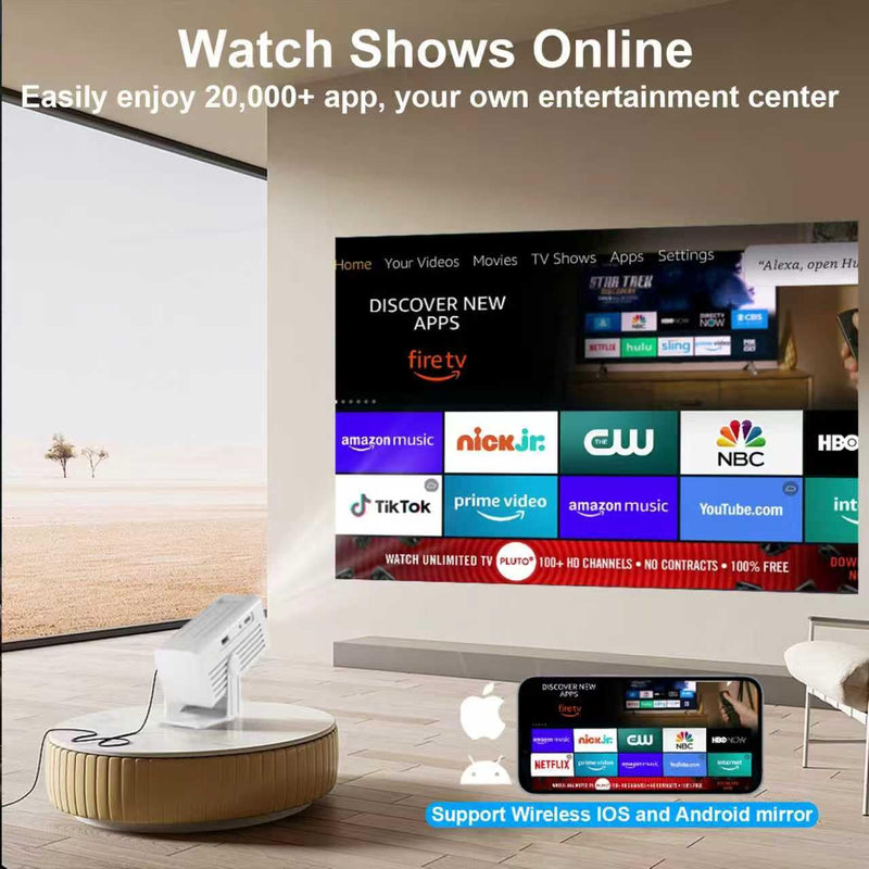 Mini Projector with WiFi and Bluetooth,Support Movie Projector 1080P HD,Auto Keystone Correction,135° Rotatable,Portable Projector Compatible with Smartphone, TV Stick, Laptop, HDMI, USB