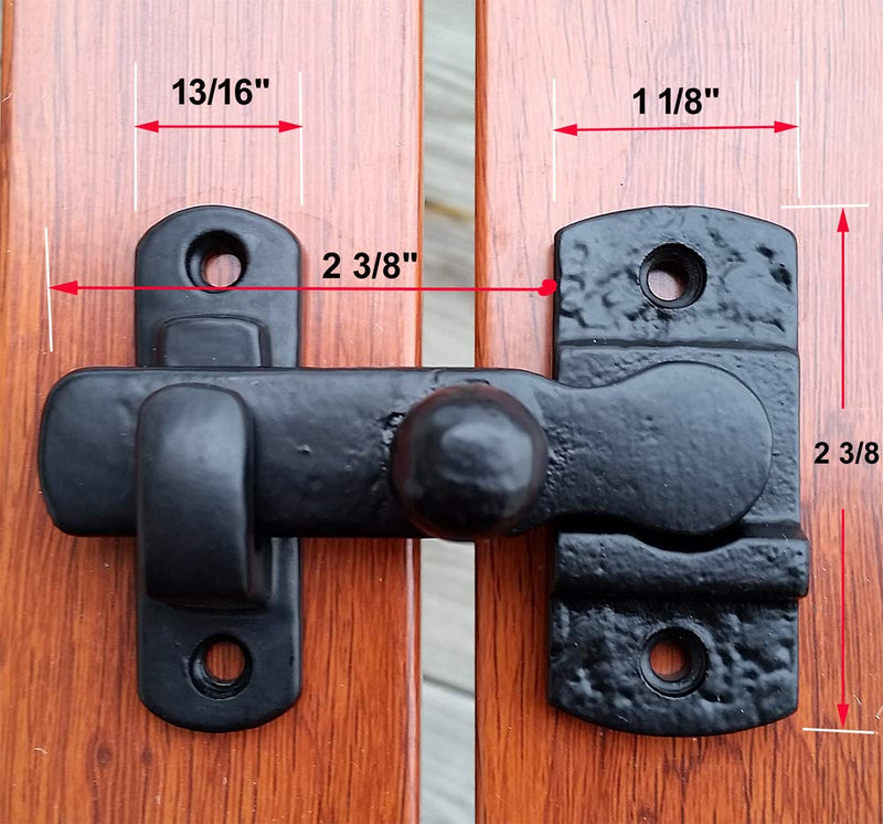 Wild West Hardware Speakeasy Door Mounting Kit, Rustic Style, Cast Iron, Powder Coated Black Finish, 1 5/8 Inch x 2 Inch Hinges