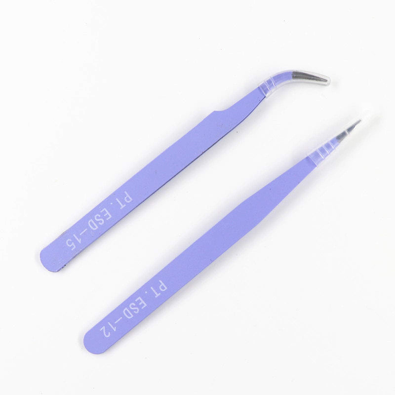 4PCS Precision Tweezers Set, Diamond painting tools,Upgraded Anti-Static Stainless Steel Curved of Tweezers, for Diamond painting, Electronics, Laboratory Work, Jewelry-Making, Craft, Soldering, etc Purple