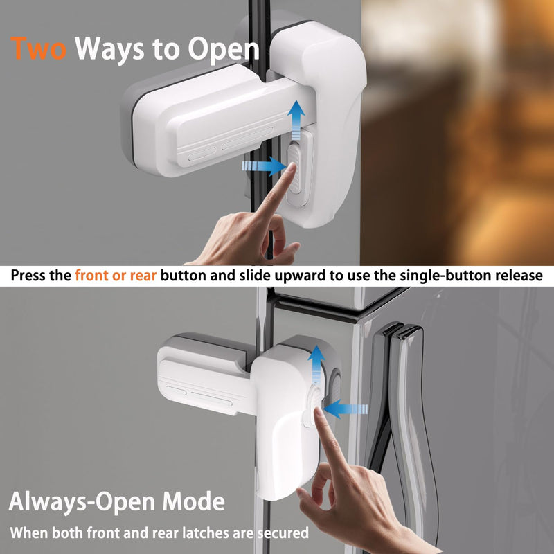 2 Pack Upgrade Child Proof Refrigerator Lock with Two Ways to Open, Home Fridge Freezer Door Lock Latch Catch to Keep Door Closed, no Tools Need or Drill (Grey) Grey