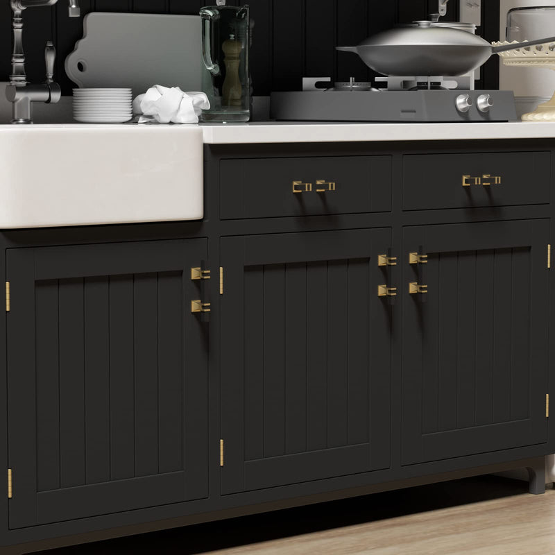 Goldenwarm Black and Gold Cabinet Pulls 3" Brass and Black Cabinet Pulls 3 Inch Hole Centers Black & Matte Gold 30
