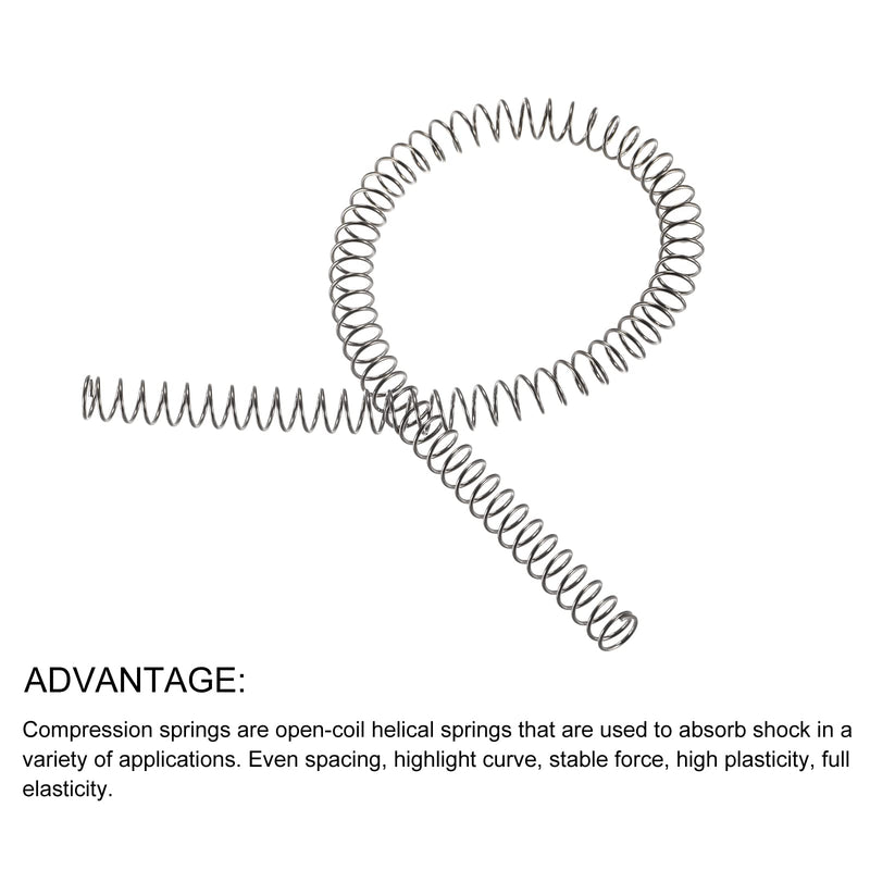 METALLIXITY Compression Springs (1x8mm OD,305mm Free Length) 2Pcs, 304 Stainless Steel Extension Spring - for Shop Home Repairs, DIY Projects, Silver Tone