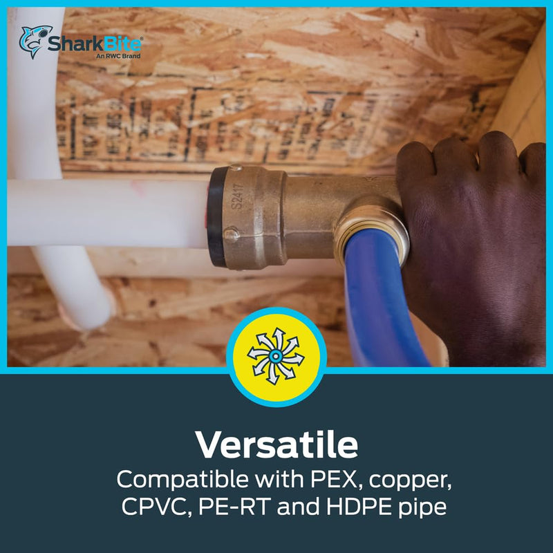 Sharkbite MNPT Adapter, Push to Connect Brass Plumbing Fitting, PEX Pipe, Copper, CPVC, PE-RT, HDPE 1-1/2 in.