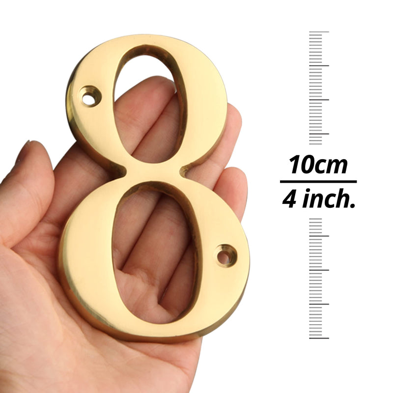 HASWARE House Number Sign 4 inch (10 cm) Polished Brass Finish Stylish Curvy Modern Door Numbers Signage Plaque Street Home Address Numerals(1, Brass) 1
