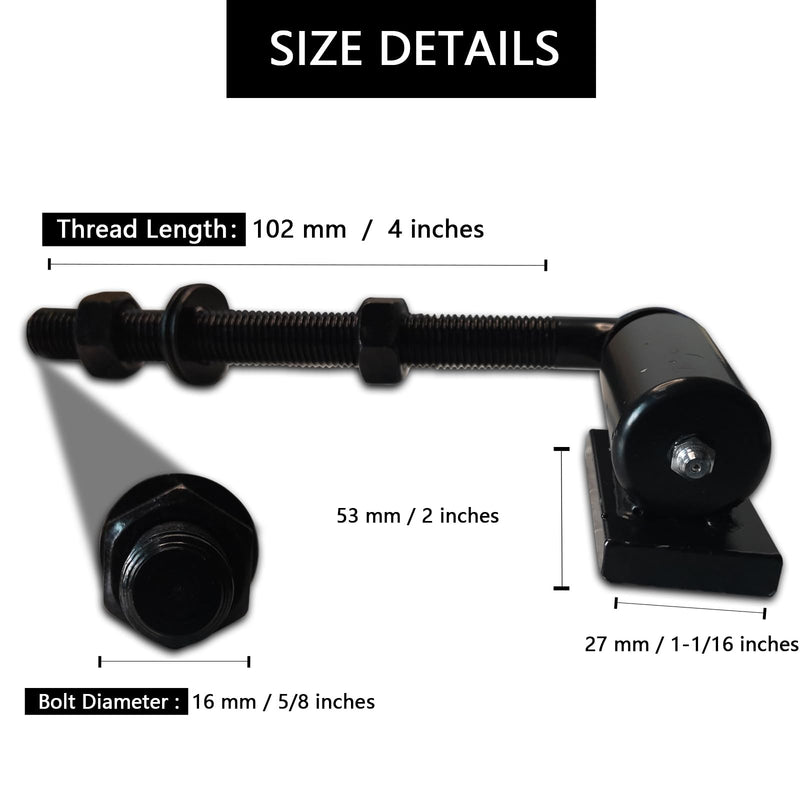 Heavy Duty J-Bolt Gate Hinge Steel Pivot Hinge Welded Hinge for Welding on Larger Iron or Steel Gates, Adjustable Long Bolts Ball Bearing (A-5/8) A-5/8"