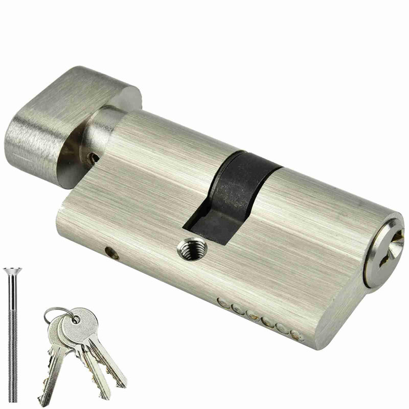 Euro Profile Cylinder Lock Set, 60mm 30/30 Euro Cylinder with 3Pcs Keys, Copper Storm Door Lock Cylinder, Single Open Copper Cylinder for Wooden, Aluminum Doors