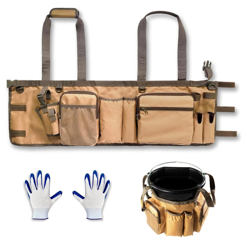 Katai Fishing Bucket Organizer for 5-Gallon Bucket – Heavy-Duty Water-Resistant Tackle Bag with Rod & Pliers Holders – Adjustable Straps & Multi-Pocket Design
