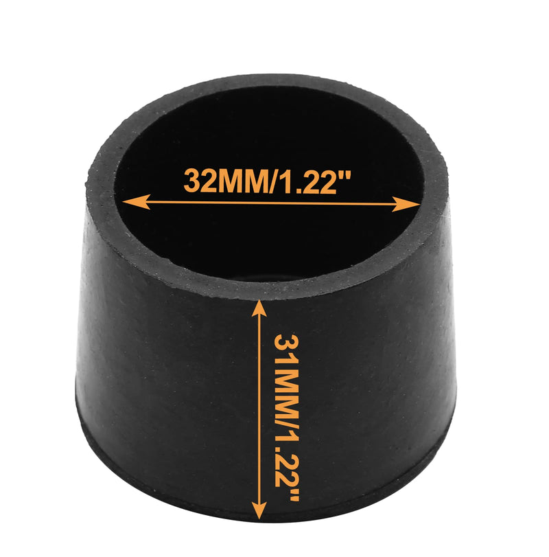 Piutouyar Round PVC Rubber Furniture Covers, 32mm / 1-1/4 Inches Table Chair Leg Tip Protectors, Non-Slip End Cap for Protect Surfaces, Black (16Pcs) 1.26" 16