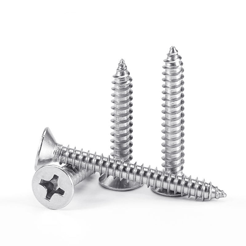 #8 x 1 Flat Head Sheet Metal Screws Phillips Drive Wood Screws, 304 Stainless Steel 18-8, Pack of 100 #8 x 1" Silver