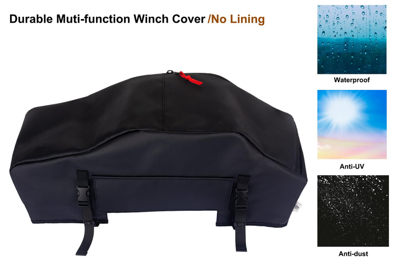 Winch Cover, High Quality UV-resistant Waterproof Winch Protective Cover, Indoor/Outdoor Winch Accessories, Weather Resistant Dust Cover for Electric Winches up to 12000 Lbs (No lining) Portable Winch Cover