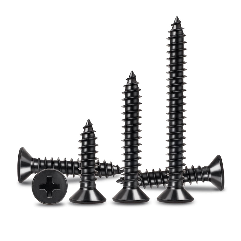 #10 x 2-1/4" Wood Screws Flat Head Phillips Quick Self-Tapping Screws 304 Stainless Steel Black Screws 100pcs HS/ZGLS-01 #10 x 2-1/4"