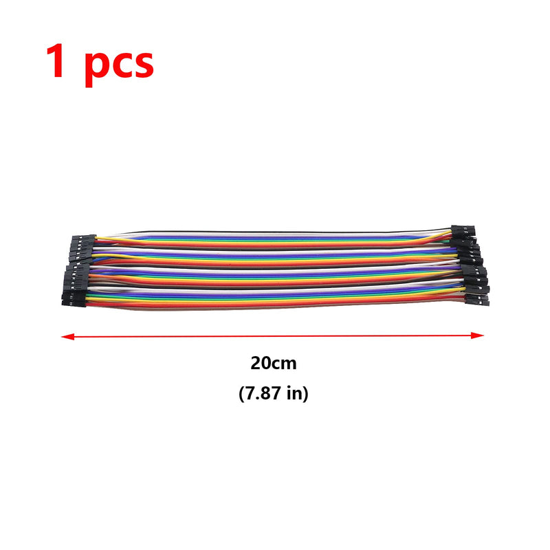 Antrader 20CM 40Pin Multicolored Female to Female Jumper Wire for Raspberry Pi & Electronic Devices with 0.1-inch (2.54mm) Male Headers 20cm (F/F)