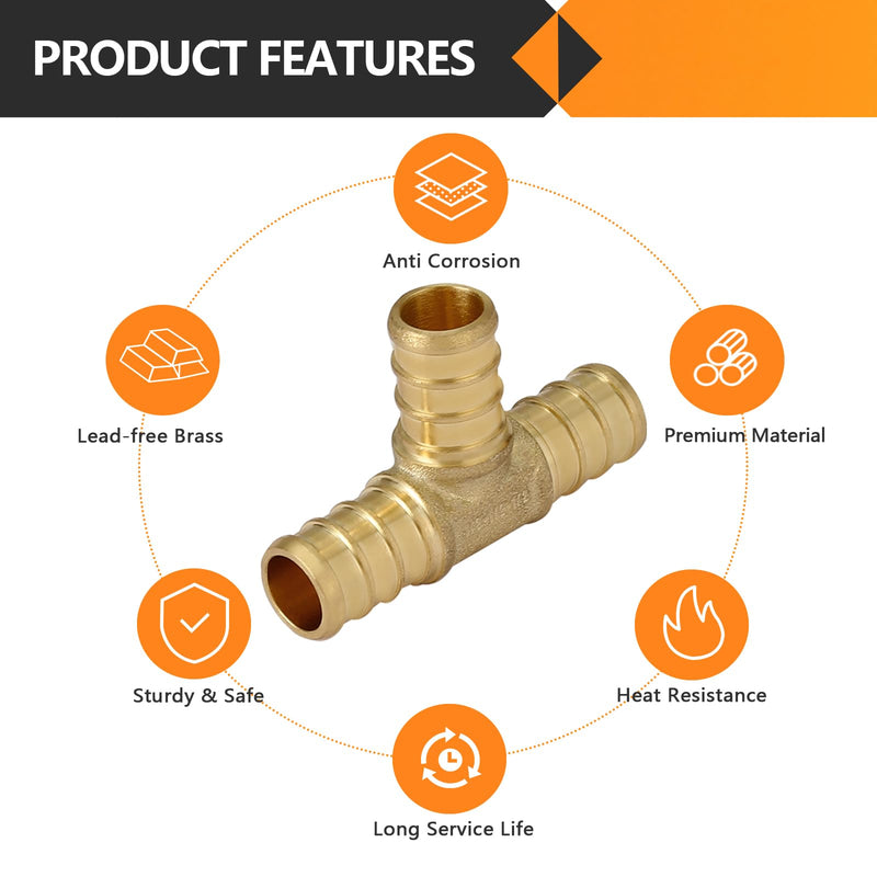 20PC HeSun Brass Crimp PEX Fittings, 3/4" Pex Tee(PEX1807071-20) 3/4 INCH,20 PACK