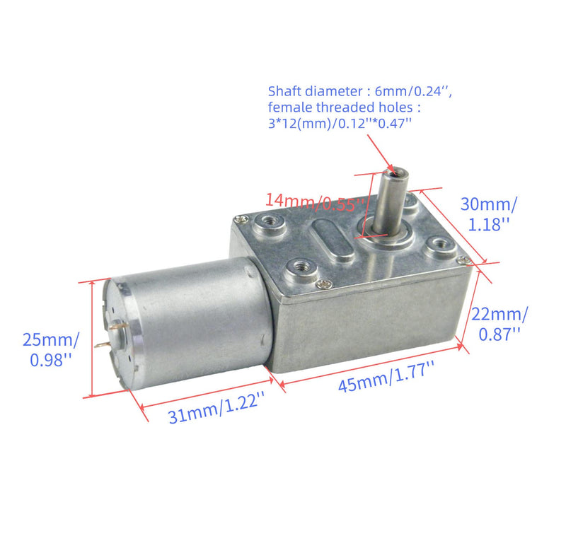 370WG DC Worm Gear Motor 6V DC 30RPM Self-Locking Reversible Reducer Electric Motor ‎6V
