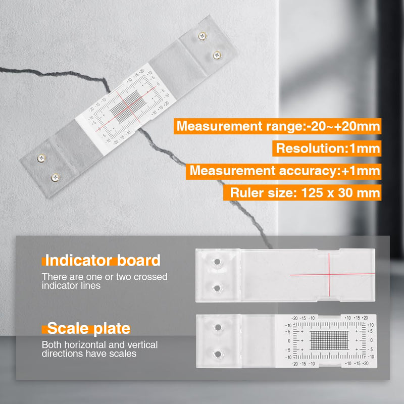 Precision Crack Monitoring Gauge with Dual-Axis Measurement - Standard & Corner Crack Detector for Walls, Concrete (5PCS) 5