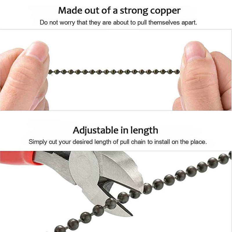 Ceiling Fan Pull Chain Set Decorative Totem Bohemia Pull Chain Pendant Extension 12 Inches Lighting Fan Beaded Ball Fan Pull Chain Extender Ornament with Connector Moon and Sun (Copper) Copper