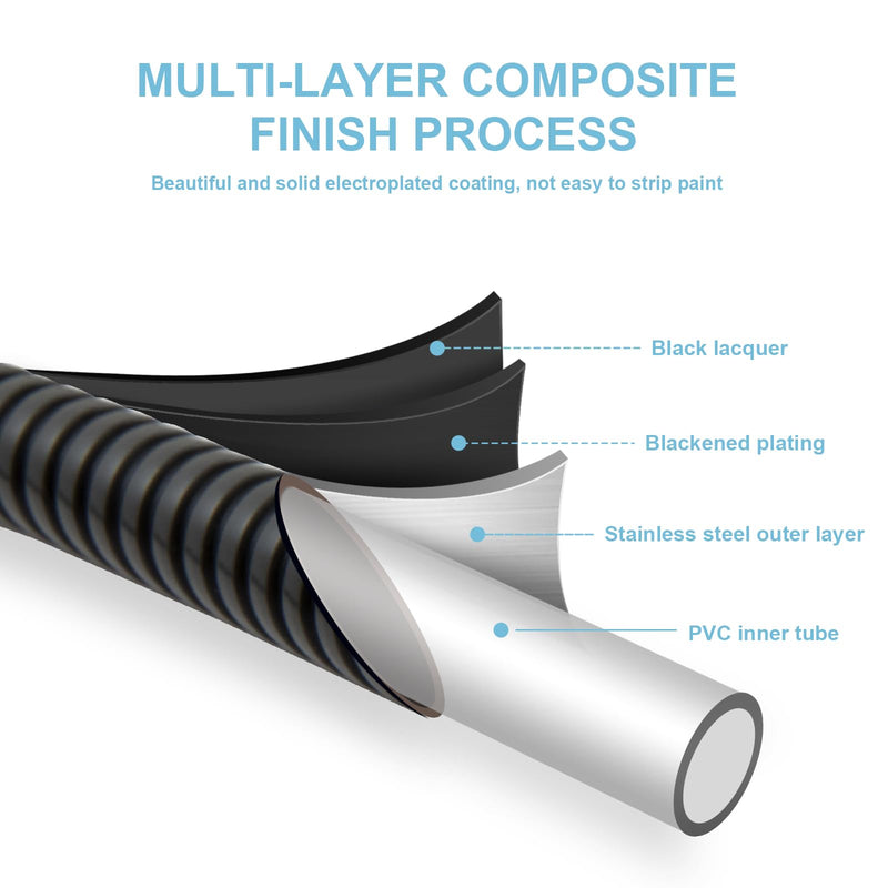 OFFO Shower Hose, Kink Free Stainless Steel Shower Hose Attachment Electroplating Handheld Shower Head Hose Flex Hoses Extension with Brass Insert & Nut for Pet Bathing Cleaning 60 Inch, Matte Black 60 Inches