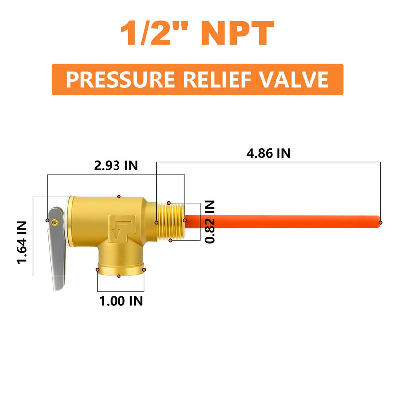 GASHER 1/2" NPT RV Water Heater Temperature & Pressure Relief Valve with Epoxy-Coated Probe, For Hot Water Heater Tanks 1/2" NPT (Epoxy-Coated Probe)