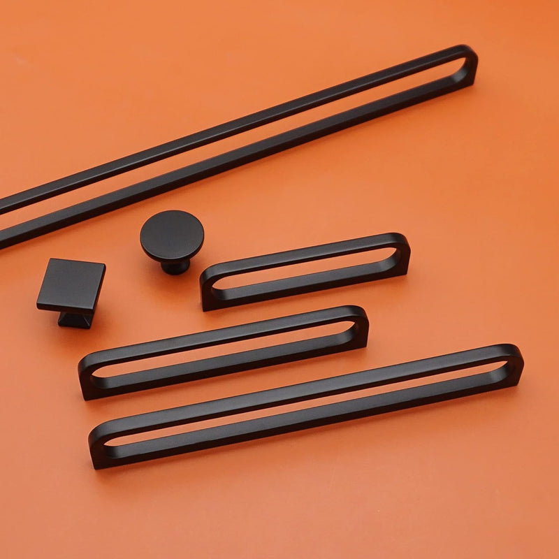 Unique Cabinet Pulls Handle Modern Square Black Drawer Knob Pull Bathroom Drawer Knob Hardware (4, 6.3" Hole Centers) 4