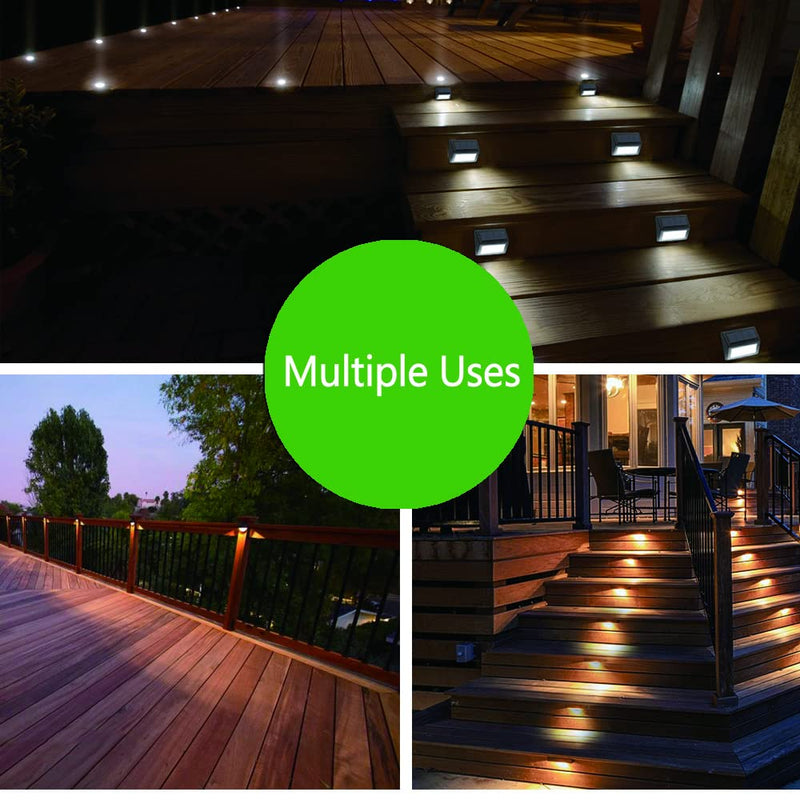 Solar Lights Outdoor, Waterproof Solar Powered Deck Step Lights for Patio Garden Backyard Garage Driveway Pathway Outside Wall Lighting (Cool White/8 Pack) 8-pack Cool White