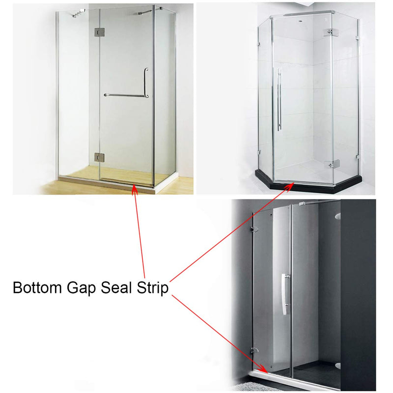 Frameless Glass Shower Door Sweep for 3/8" Glass, Bottom Seal with Drip Rail, 27.5" Long 3/8"/10mm