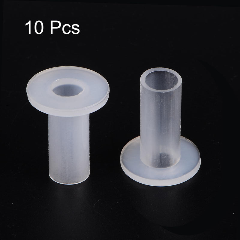 uxcell 10pcs Flanged Sleeve Bearings Plastic Bushings 8mm Bore x 10mm OD x 25mm Length Nylon Bushings, White 10