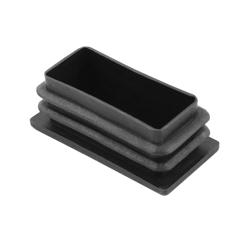 QWORK 10 PCS 1" X 2" Rectangle Black Plastic Plug End Cap for Pipe Tubing, Chair Leg 2.5 X 5cm