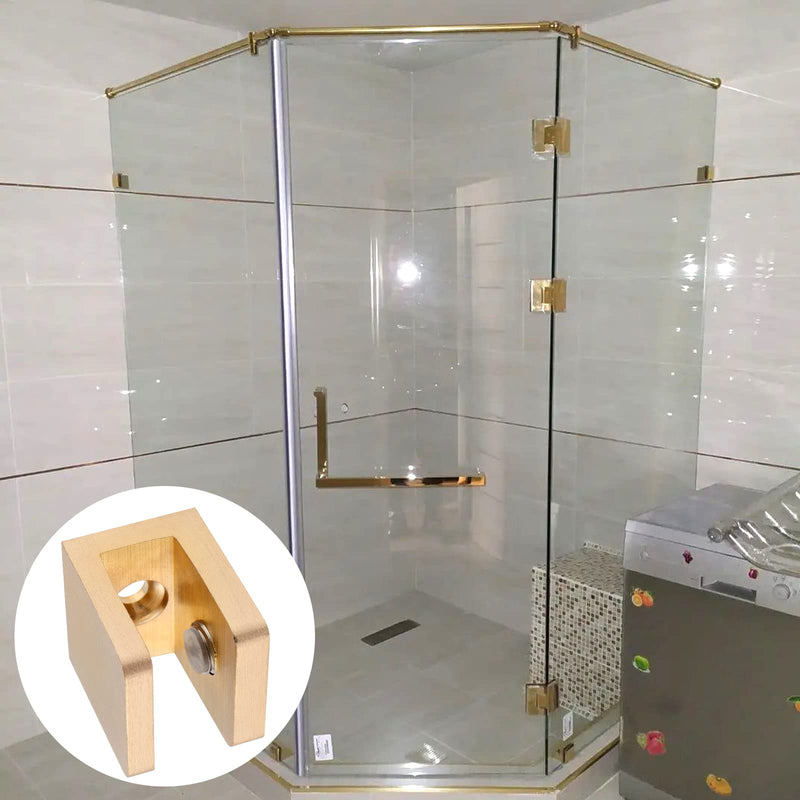 KEILEOHO 6 PCS Glass U-Clamp Shower Glass Support, Clamp Holder for 5/16-3/8 inch Glass Shelves, Brass Mirror Mounting Clips, Gold Shelf Brackets for Holder Support Hardware