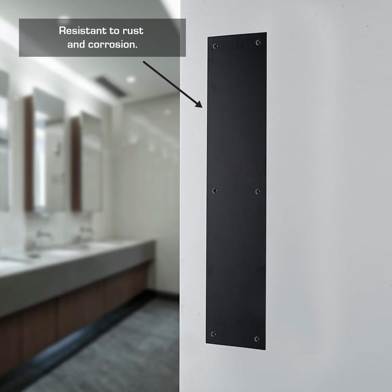 BRINKS Commercial - Commercial 15" Push Door Plate, Matte Black Finish - Rust and Corrosion Resistant Door Plate 15 Inch