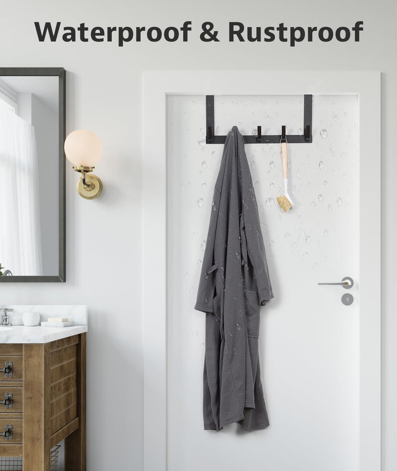 Over The Door Hooks, Door Hanger Hook, Over The Door Towel Rack for Bathroom, Door Towel Hanger for Hanging Clothes Hat (Black, 1 Pack) Black