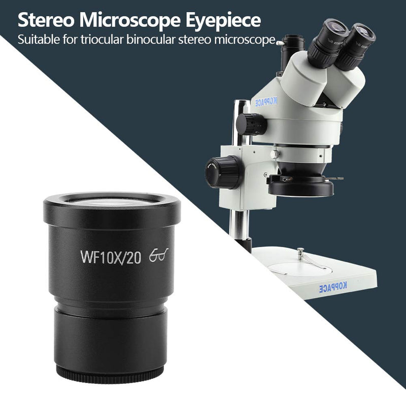 ZJchao 10X Stereo Microscope Eyepiece, 2 pcs WF10X/20, Black, Optical Glass + Metal, Triocular Binocular Stereo Microscope, 30mm Mounting Size