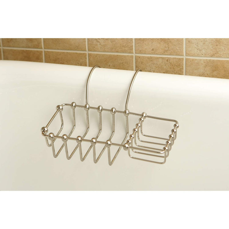 Kingston CC2168 Clawfoot Tub Rim Soap & Sponge Holder, Brushed Nickel
