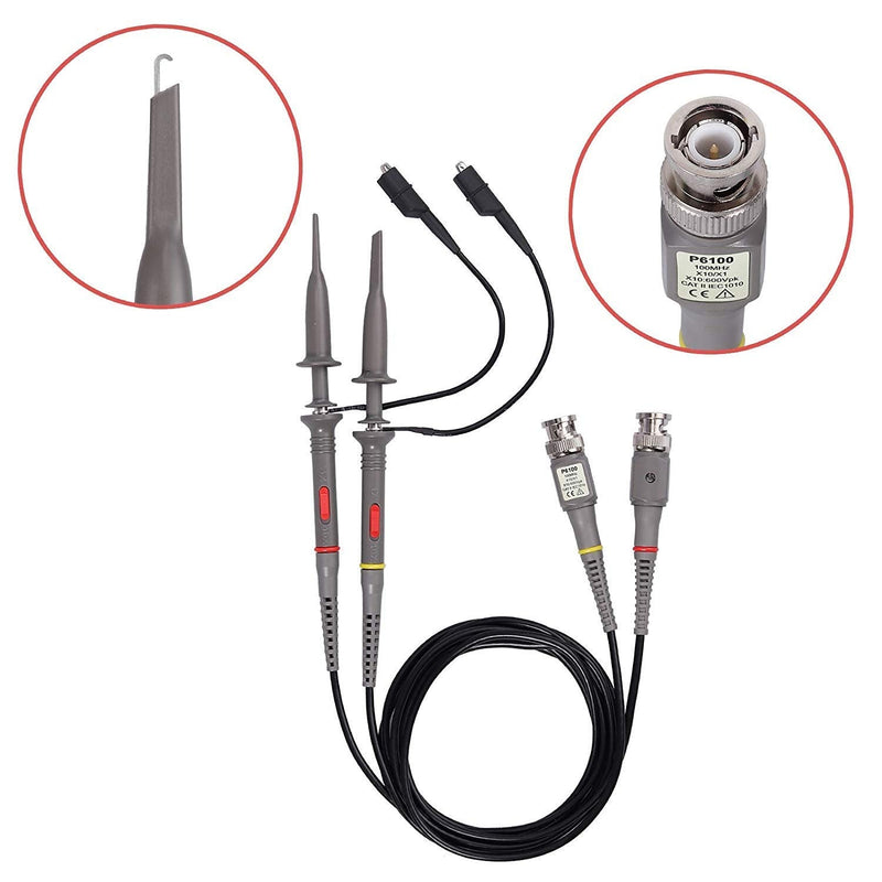 Universal Oscilloscope Probe Kit, 100MHz Oscilloscope Clip Probes with BNC to Minigrabber Test Lead Kit