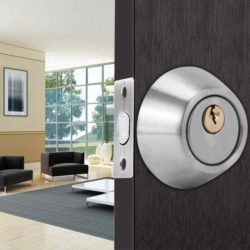 Double Cylinder Lockset, Double Cylinder Lock, Keyed Deadbolt on Both Sides with Adjustable Two Way for Enhanced Front Door Security (Stainless Steel)