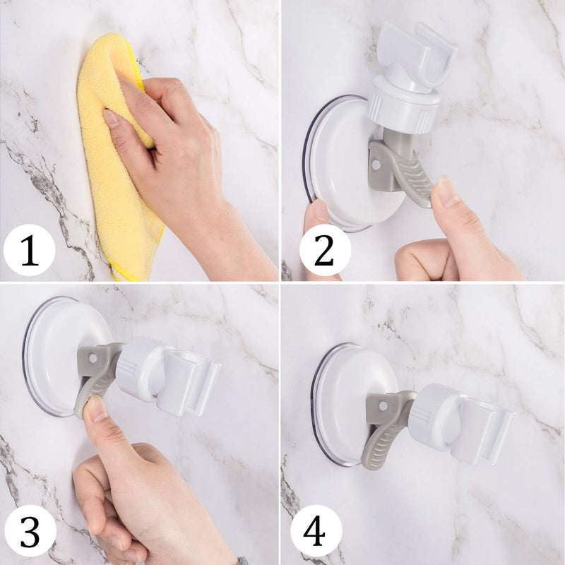 Shower Hand Held Holder Adjustable Suction Cup Shower Head Holder Universal Mounting Bracket Plastic ABS with Chrome Polished for Marble Glass Metal Ceramic 1 Grey Wrench