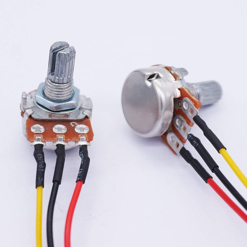 TWTADE 3PCS 10K Ohm Linear Taper Adjustable Rotary Potentiometer Change Resistance WH148 B10K 3 Pin with XH2.54-3P Connector Wire Cable + Black Knob Cover Cap 148-10kBK